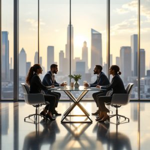 in atlanta A team of professionals in a modern conference room reviewing a strategy dashboard with feedback notes on a whiteboard, symbolizing discipline and feedback in business execution. Discipline and Feedback. strategic thinking