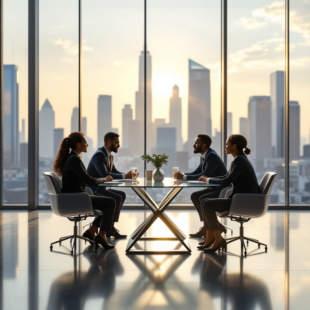 in atlanta A team of professionals in a modern conference room reviewing a strategy dashboard with feedback notes on a whiteboard, symbolizing discipline and feedback in business execution. Discipline and Feedback. strategic thinking